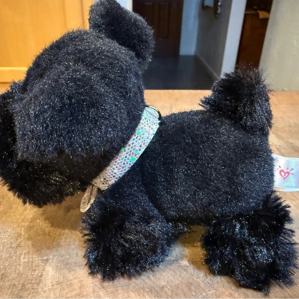 Black Plush Dog “Sammy” Justice 6 inch Black Terroir Dog Sparkly Collar